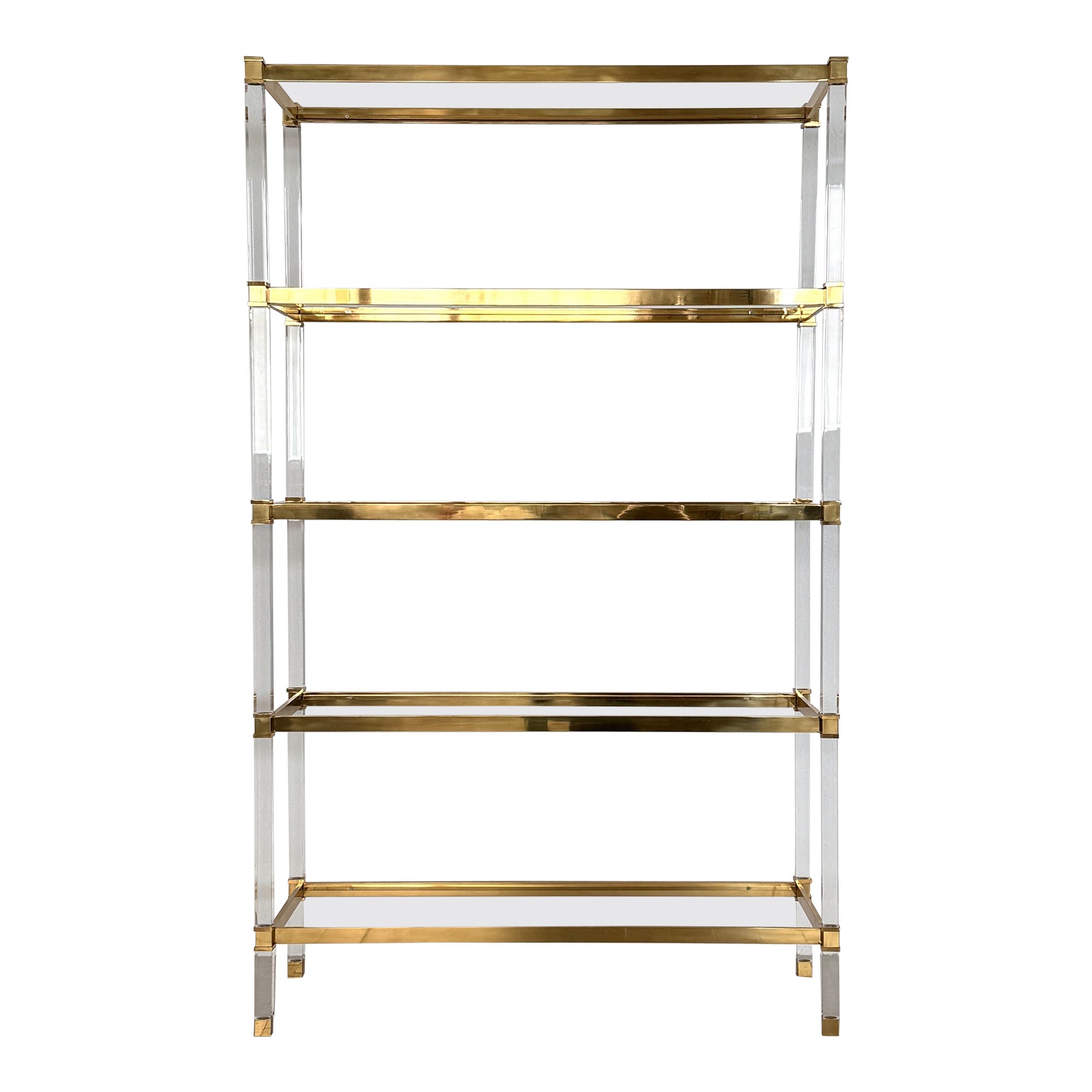 Large Italian Midcentury Shelf in Lucite and Glass, 1980s