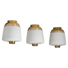 Set of Three Rare Flush Mounts, Lisa Johansson-Pape, Orno Oy, 1940/1950s