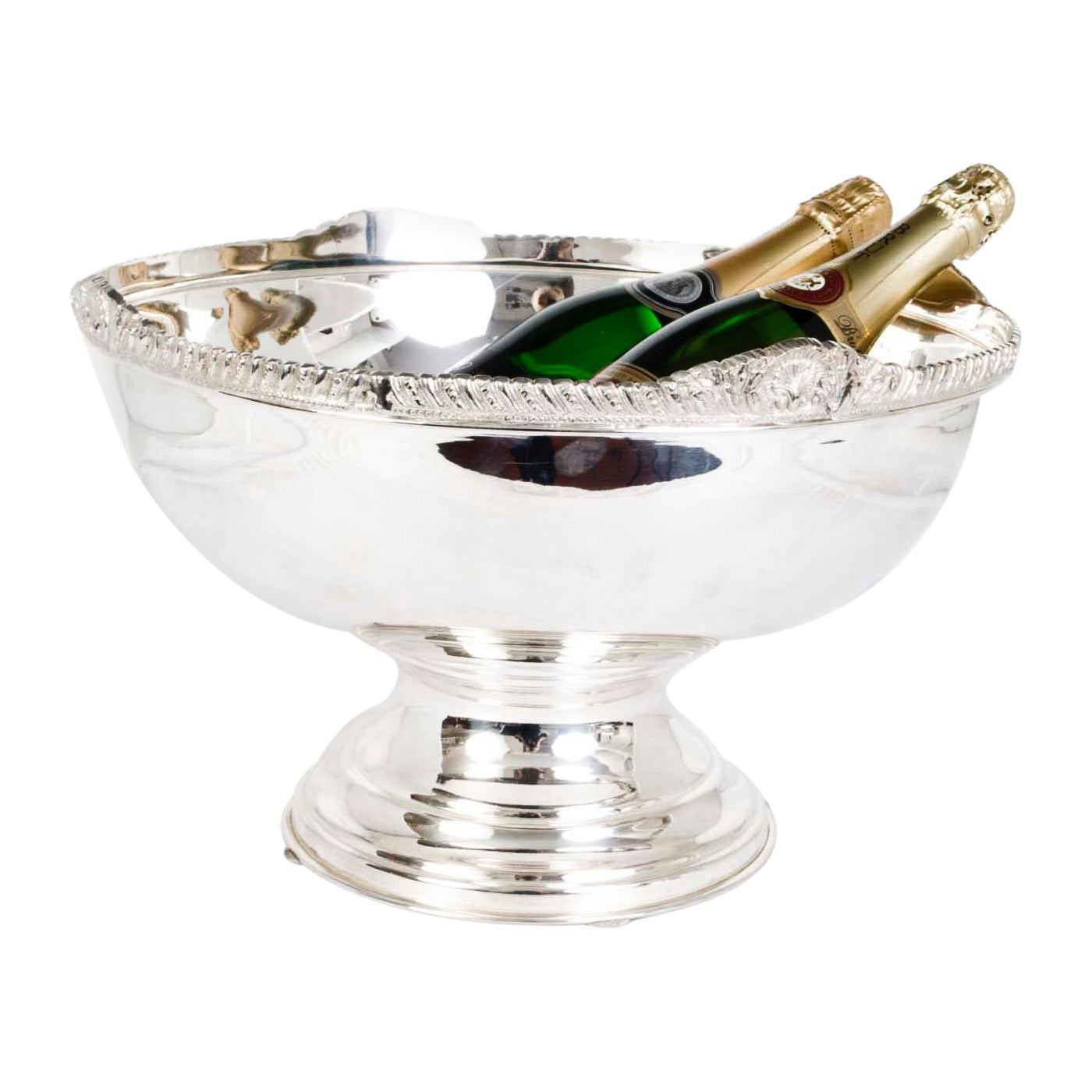 Vintage Large Silver Plated Punch Bowl Champagne Cooler 20th Century For Sale