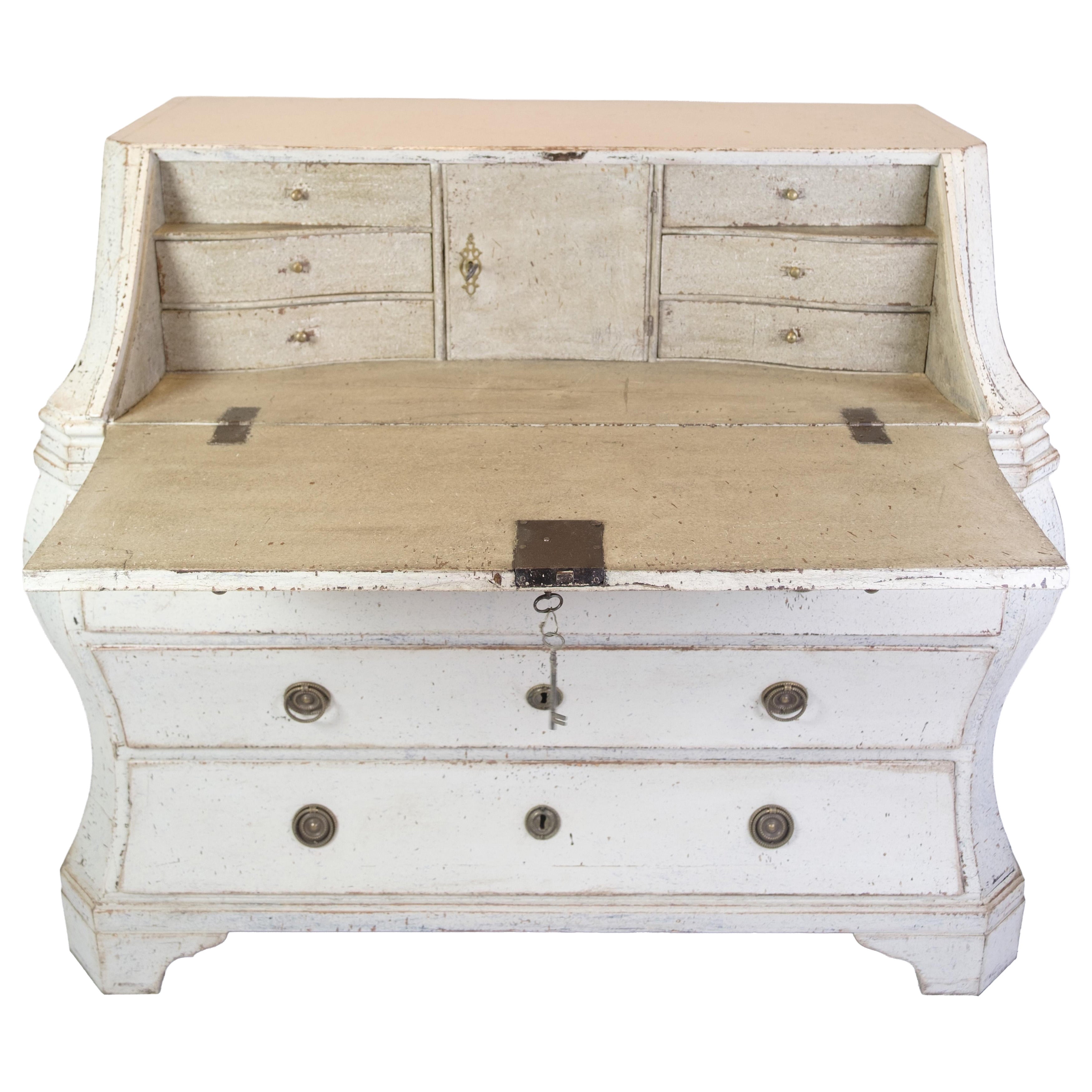 Gustavian Grey Painted Chatol With Four Drawers From 1790s