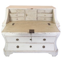 Chatol Gustaviano Pintado De Gris Con Cuatro Cajones De La Década De 1790