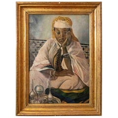 Pittura firmata degli anni '70 raffigurante un ritratto di una donna priva di sensi di colpa
