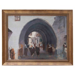1950s Urban Scene Under an Arch on a Street in an Eastern North African City