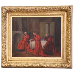 19. Jahrhundert Französisch Kardinal Öl auf Leinwand Gemälde in Giltwood Frame signiert