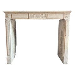 Louis XVI-Kaminmantel aus geschnitztem burgundischem Stein, Frankreich