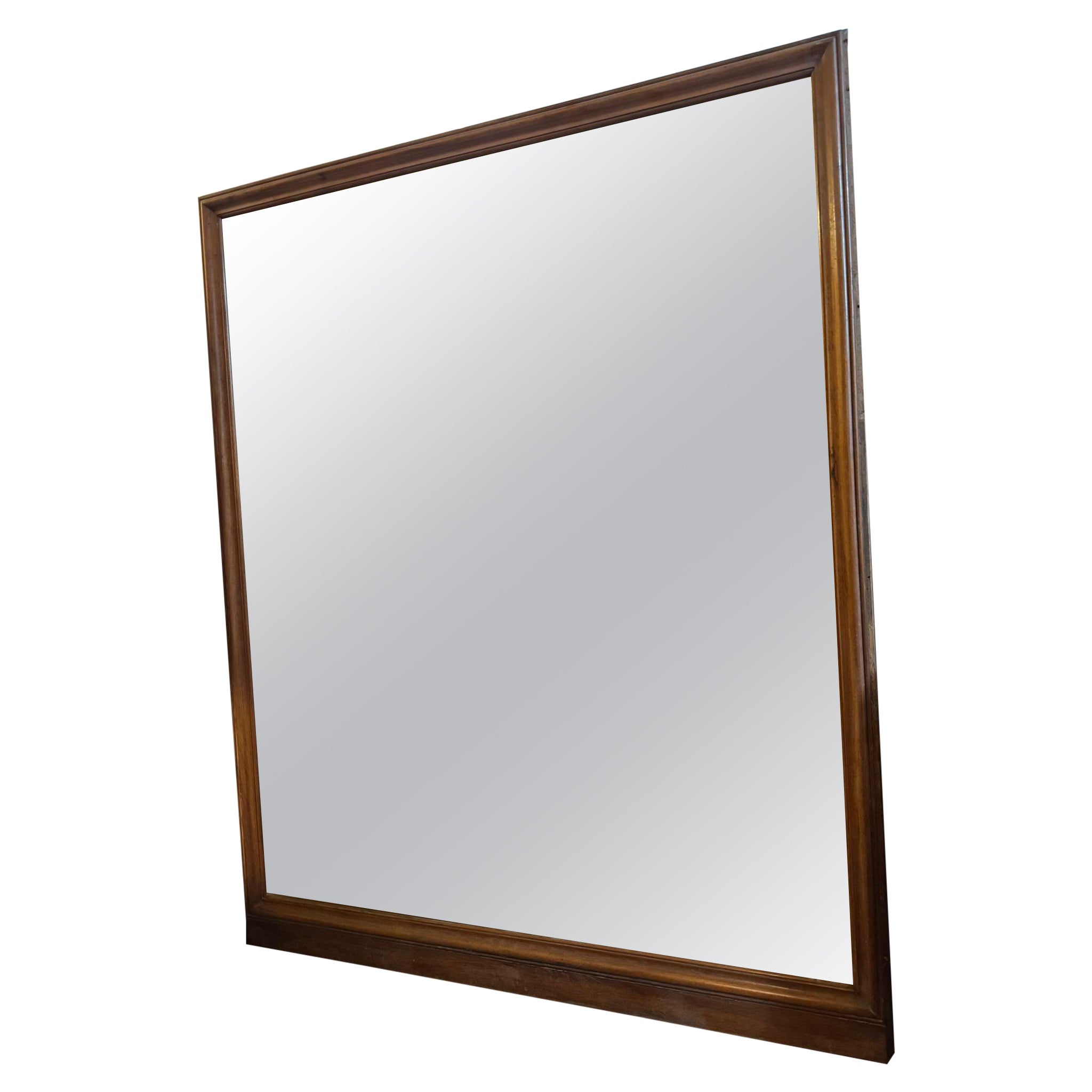 Large Huge Mirror with Walnut Wood Frame, Italy For Sale