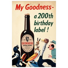 Original Vintage Drink Advertising Poster Guinness 200 Year Anniversary Gilroy