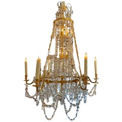 19th Century Swedish Gilt Bronze and Crystal Chandelier