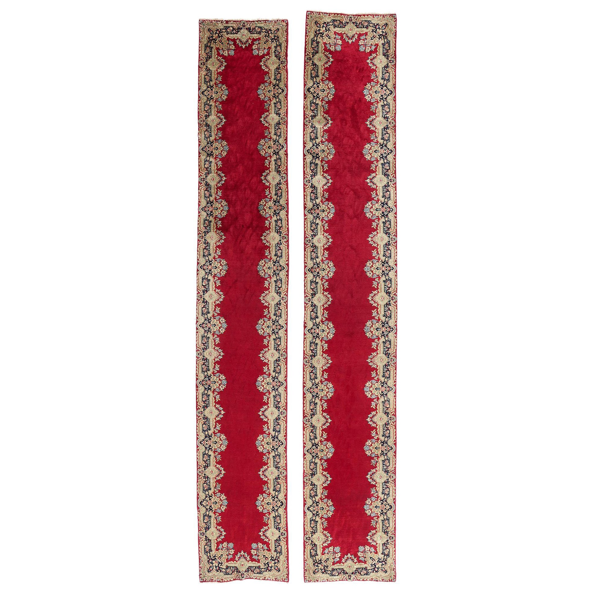 Rare Matching Pair of Antique Persian Kerman Rugs with Traditional Style For Sale
