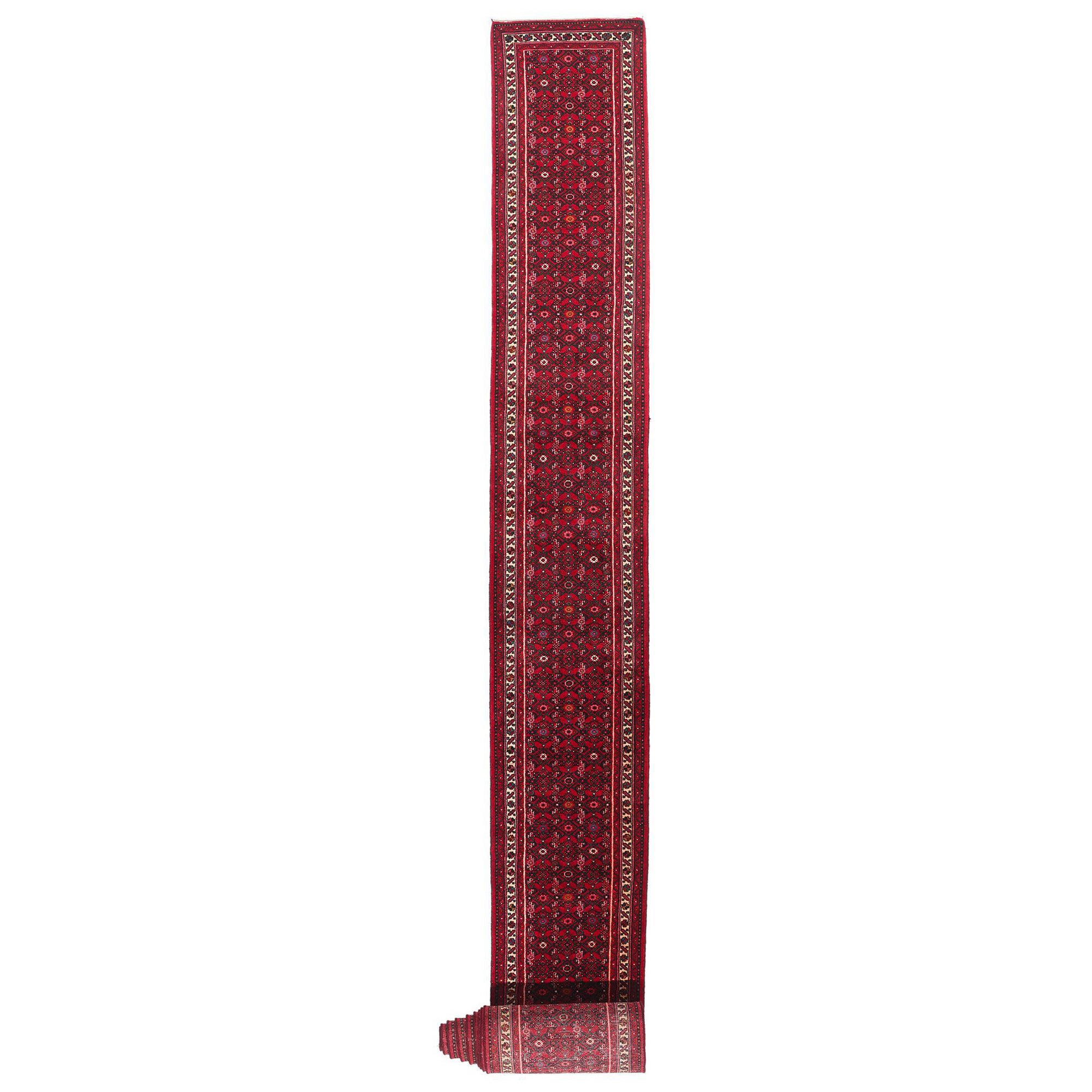 Antique Persian Hussainabad Hamadan Rug Runner with Traditional Style For Sale