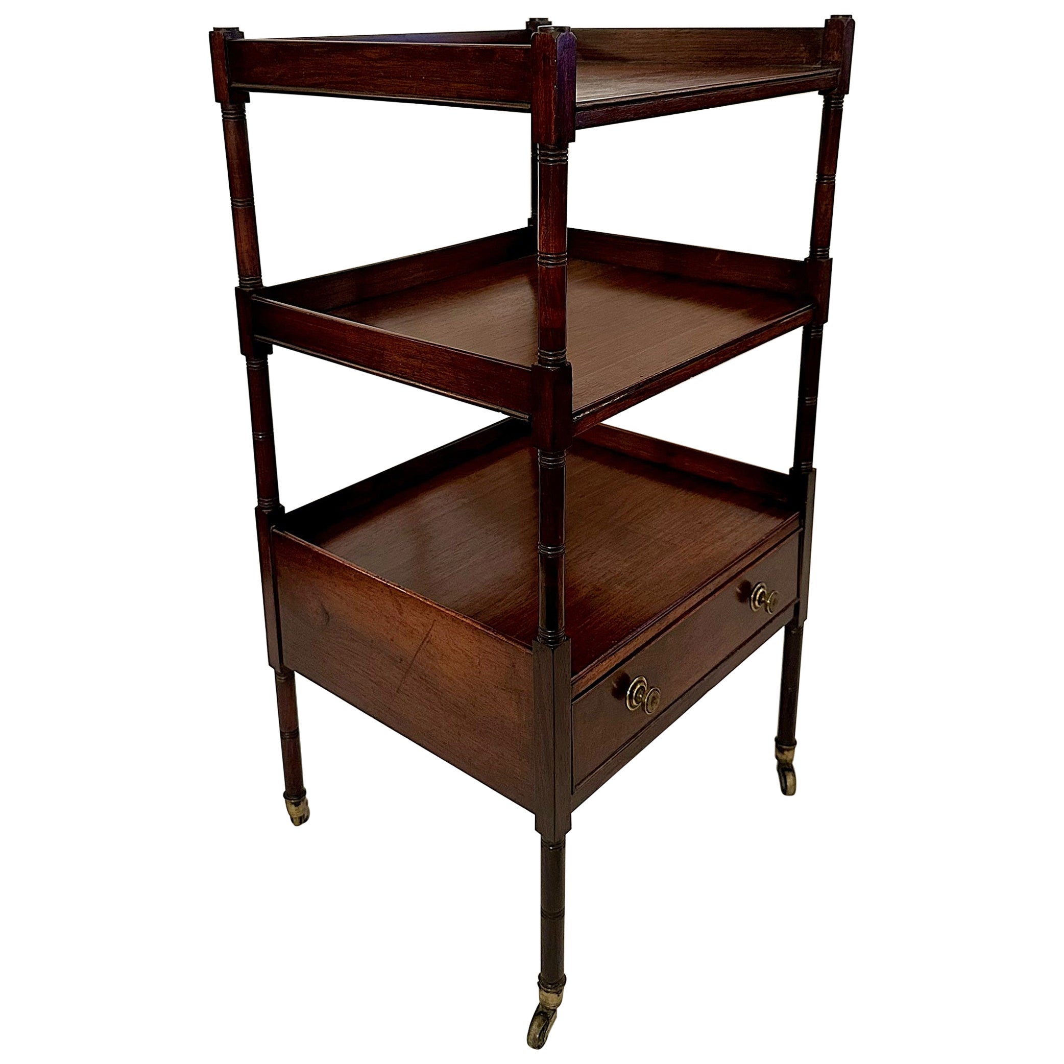 Antique English Georgian Rosewood 3 Tier Etagere, Circa 1830's.