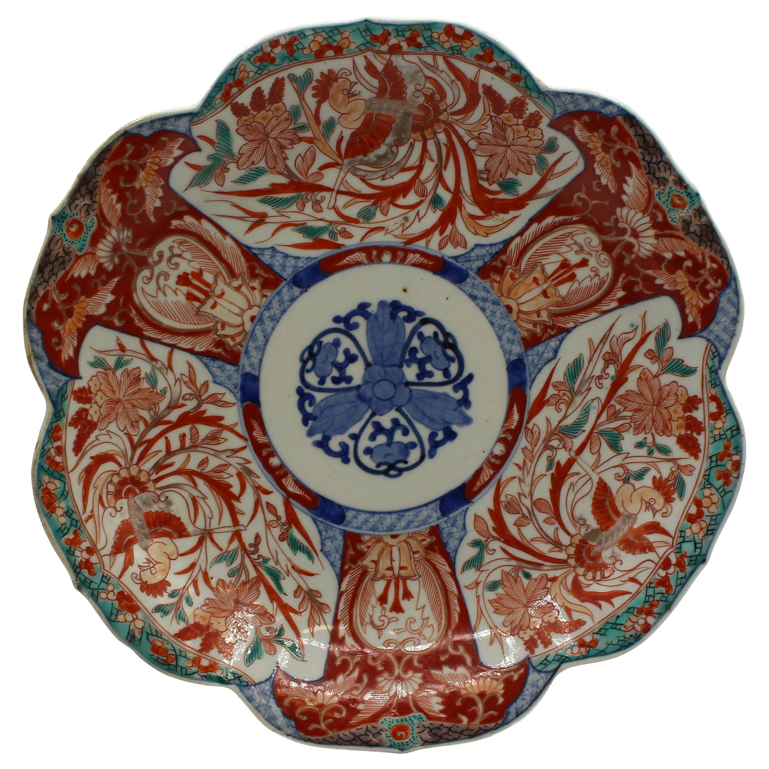 C. 1860 Japanese Lobed Imari Chop Plate im Angebot