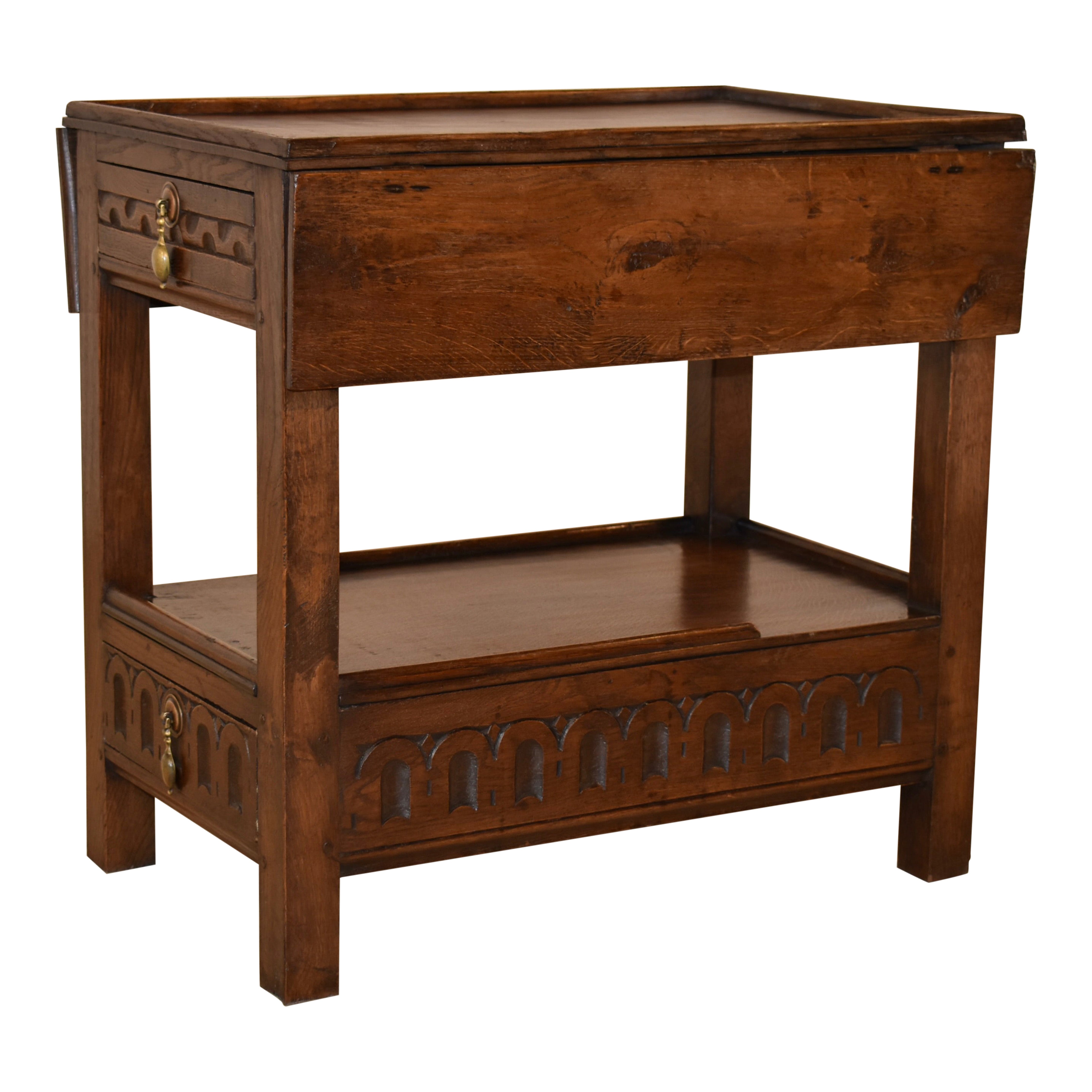 19th Century English Oak Drop Leaf Side Table For Sale