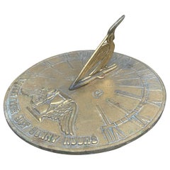 Vintage English Country Iron Garden Sundial "Count None But Sunny Hours"