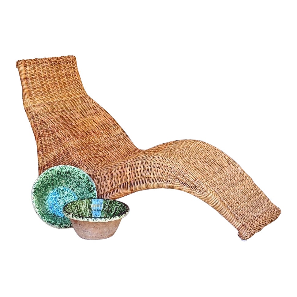 1950s Vimini Chaise Long For Sale