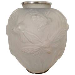 Small Art Deco Verlys "Libellule" Vase, Signed