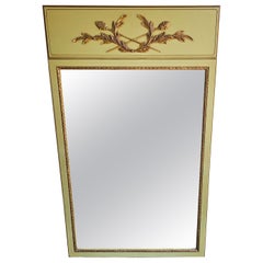 Continental Partial Gilt and Green Painted and Decorated Frame Mirror