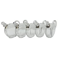 Set of 5 Crystal Liqueur Decanters by Jacques Adnet for Baccarat, Circa 1930