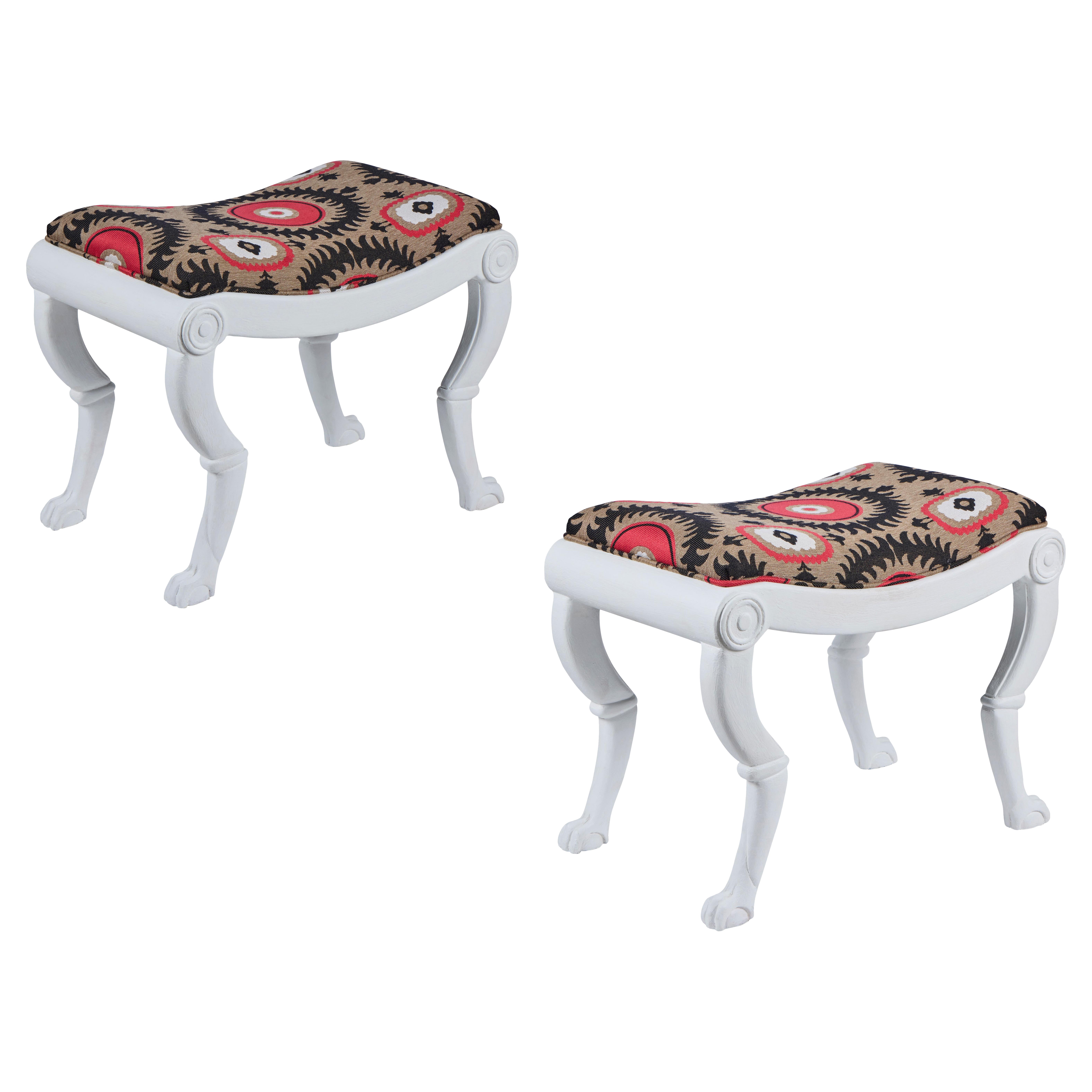 Pair of Plaster over Wood Neoclassic Style Benches For Sale
