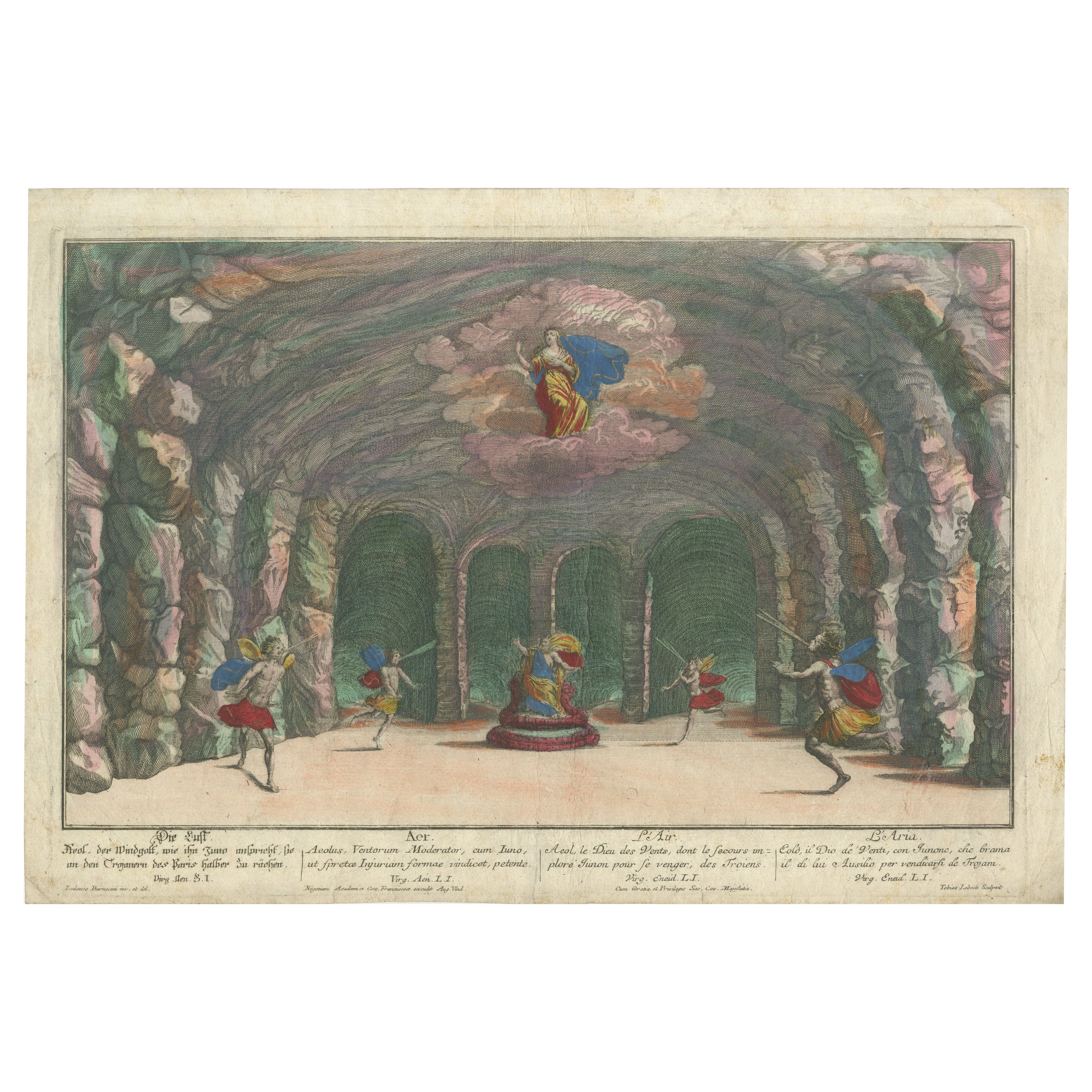 Optical Print of Aeolus, God of Winds – Allegory of Air, circa 1760 For Sale