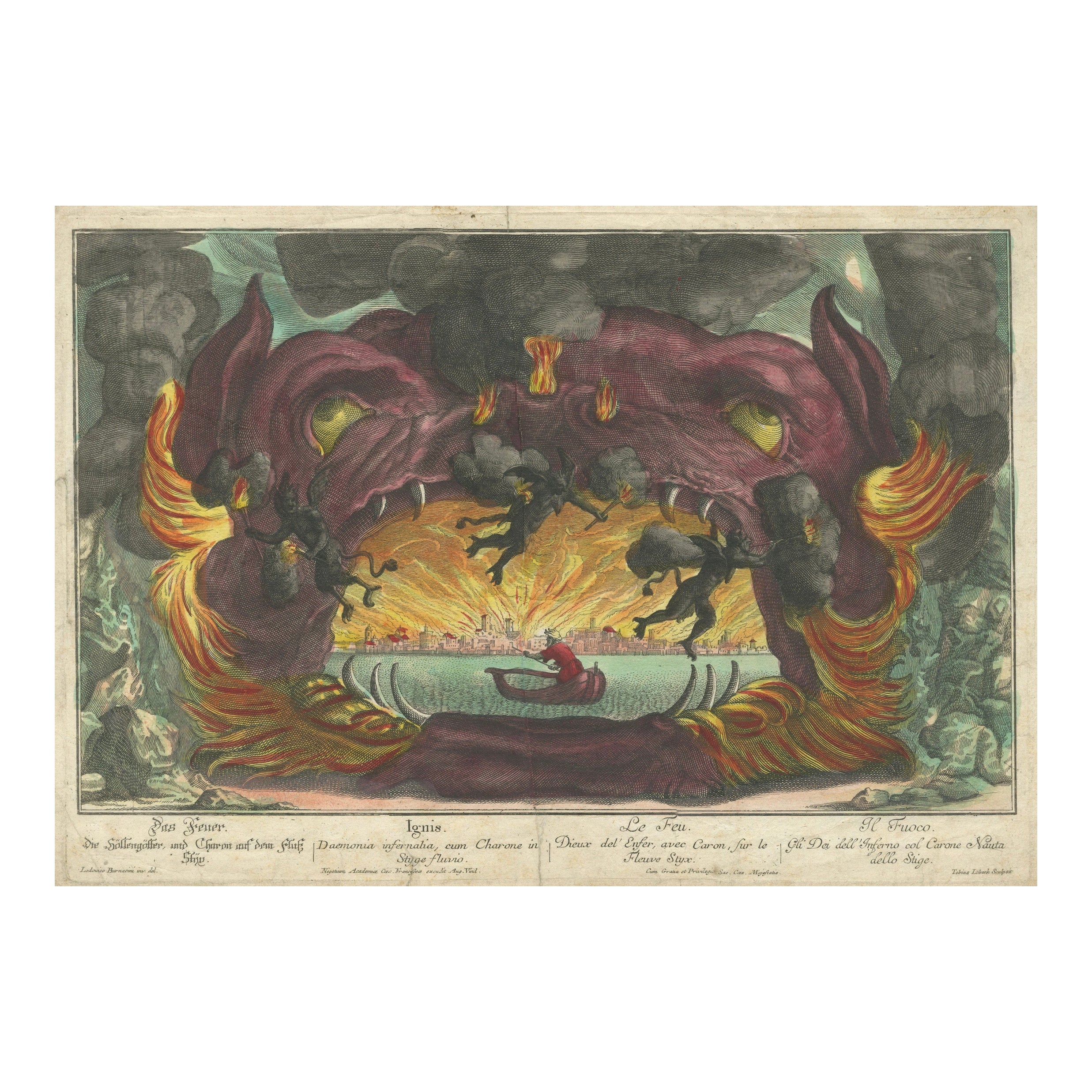 Baroque Allegory of Fire with Underworld Imagery & Demons – Optical Perspective