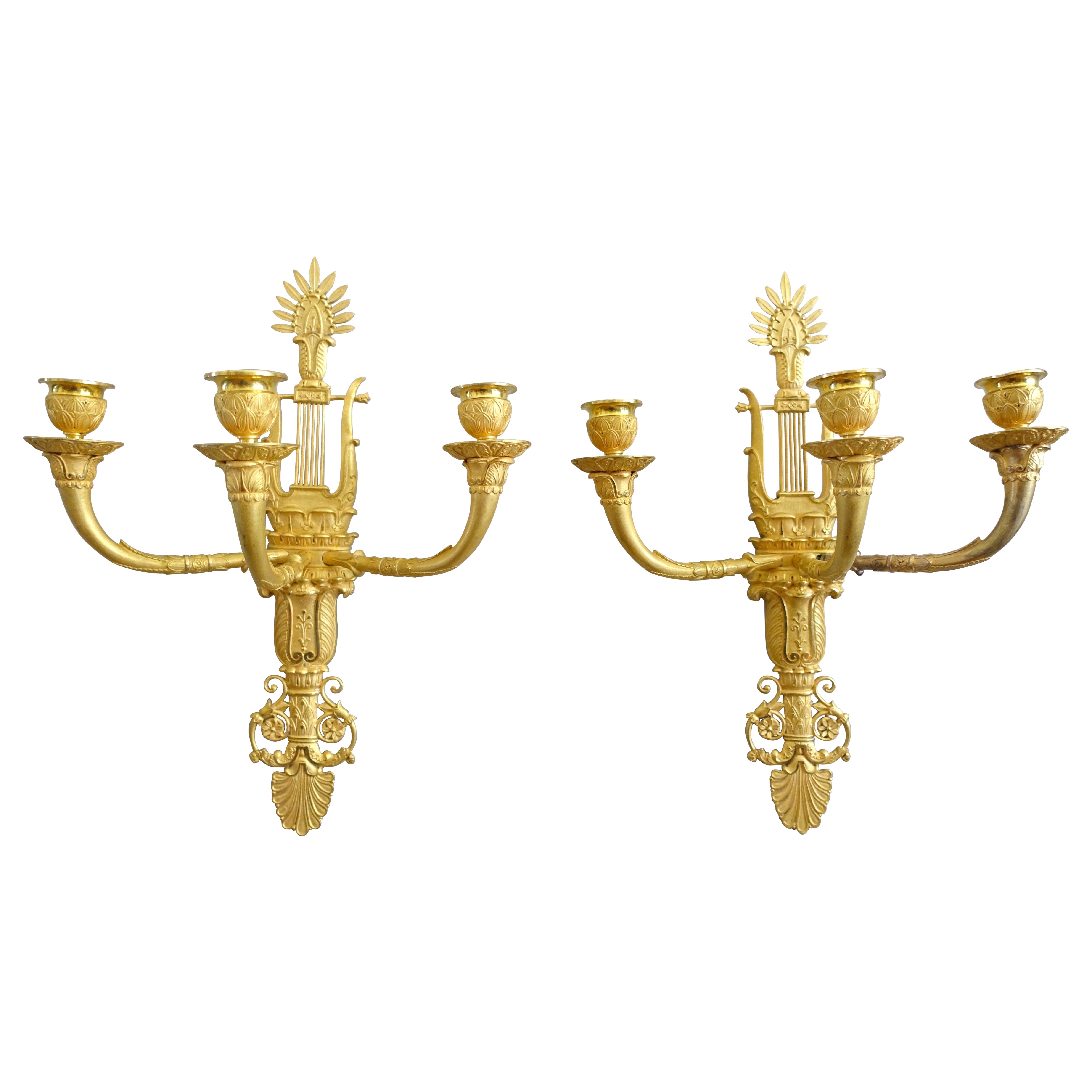 Claude Galle - pair of Empire ormolu sconses - early 19th century