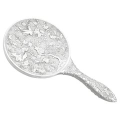 Antique Chinese Silver Dressing Table / Hand Mirror Circa 1900
