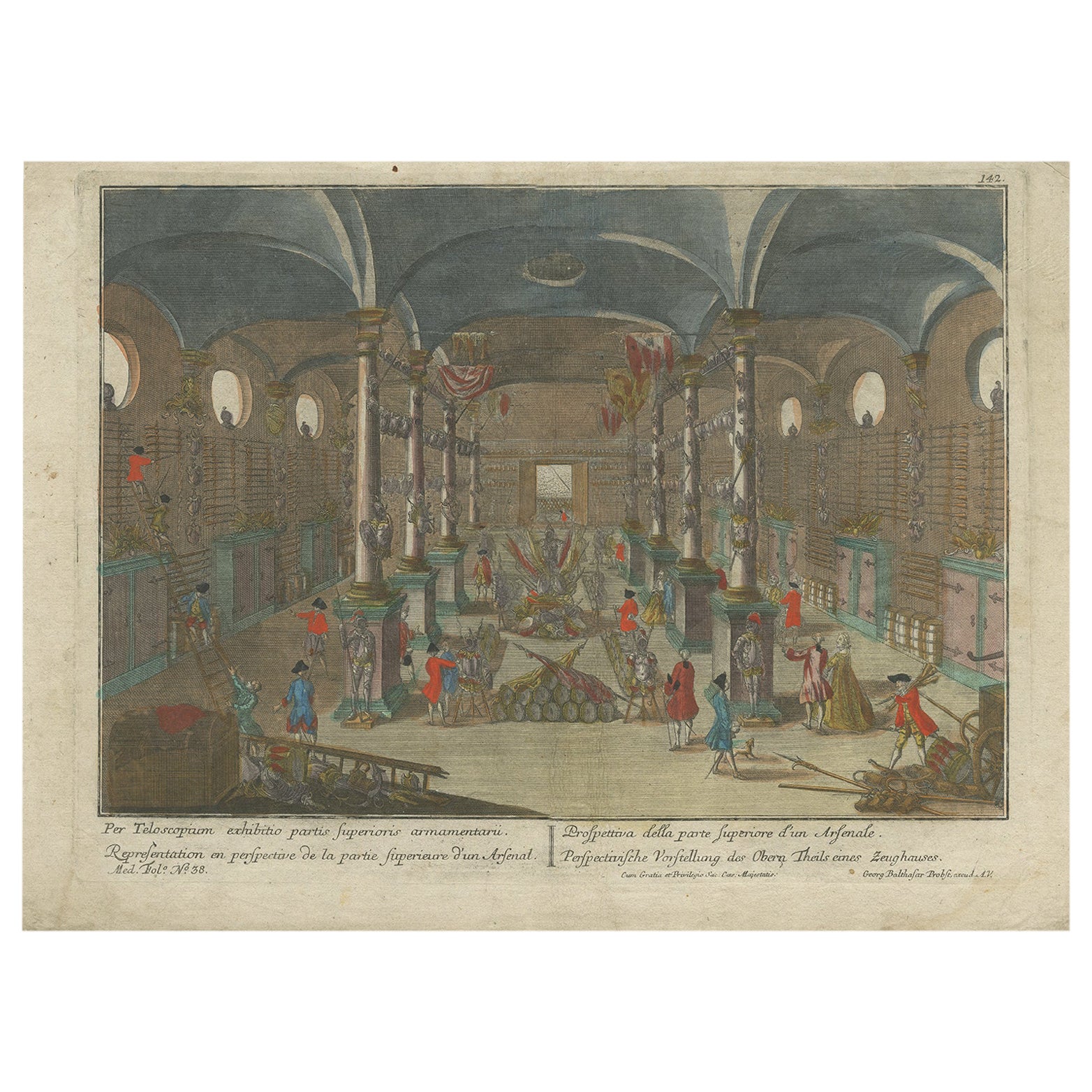 Optical Print of an Arsenal Interior – Upper Hall with Arms Display, c.1760