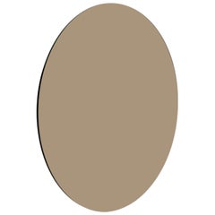 En stock Orbis Bronze Teinté Contemporain Miroir Rond Sans Cadre Flottant, Grand
