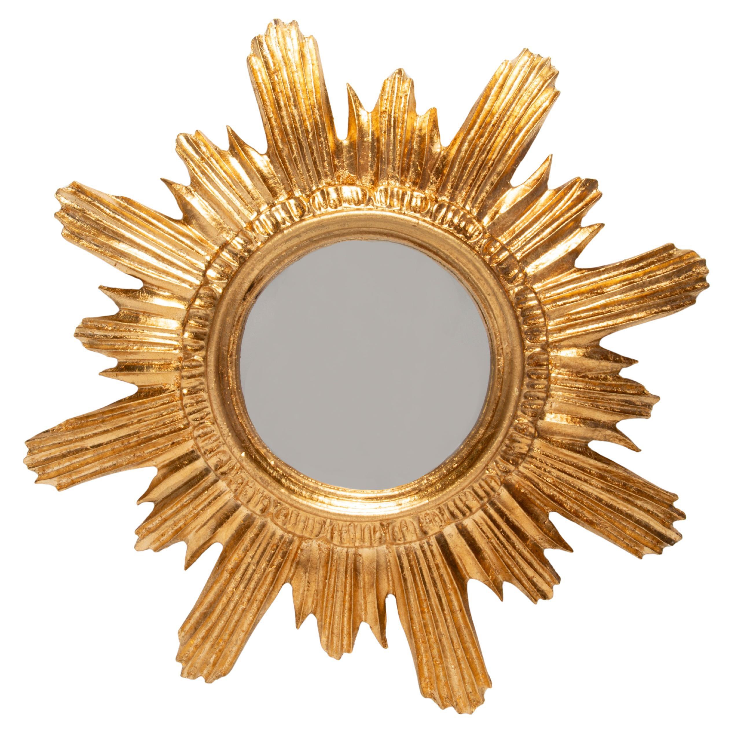 Mid Century, Modern Gold Italian Big Sunburst Mirror, Giltwood, 1960s