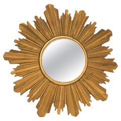 Mid Century, Modern Gold Italian Sunburst Mirror, 1960s