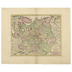 Original Antique Map of Muscovy or Russia by Isaak Tirion, Amsterdam circa 1740