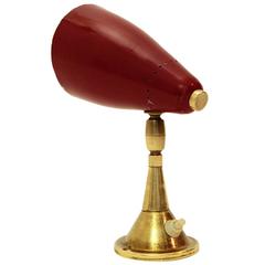 Italian Mid-Century Red Lacquered Metal and Brass Wall Applique, 1950s