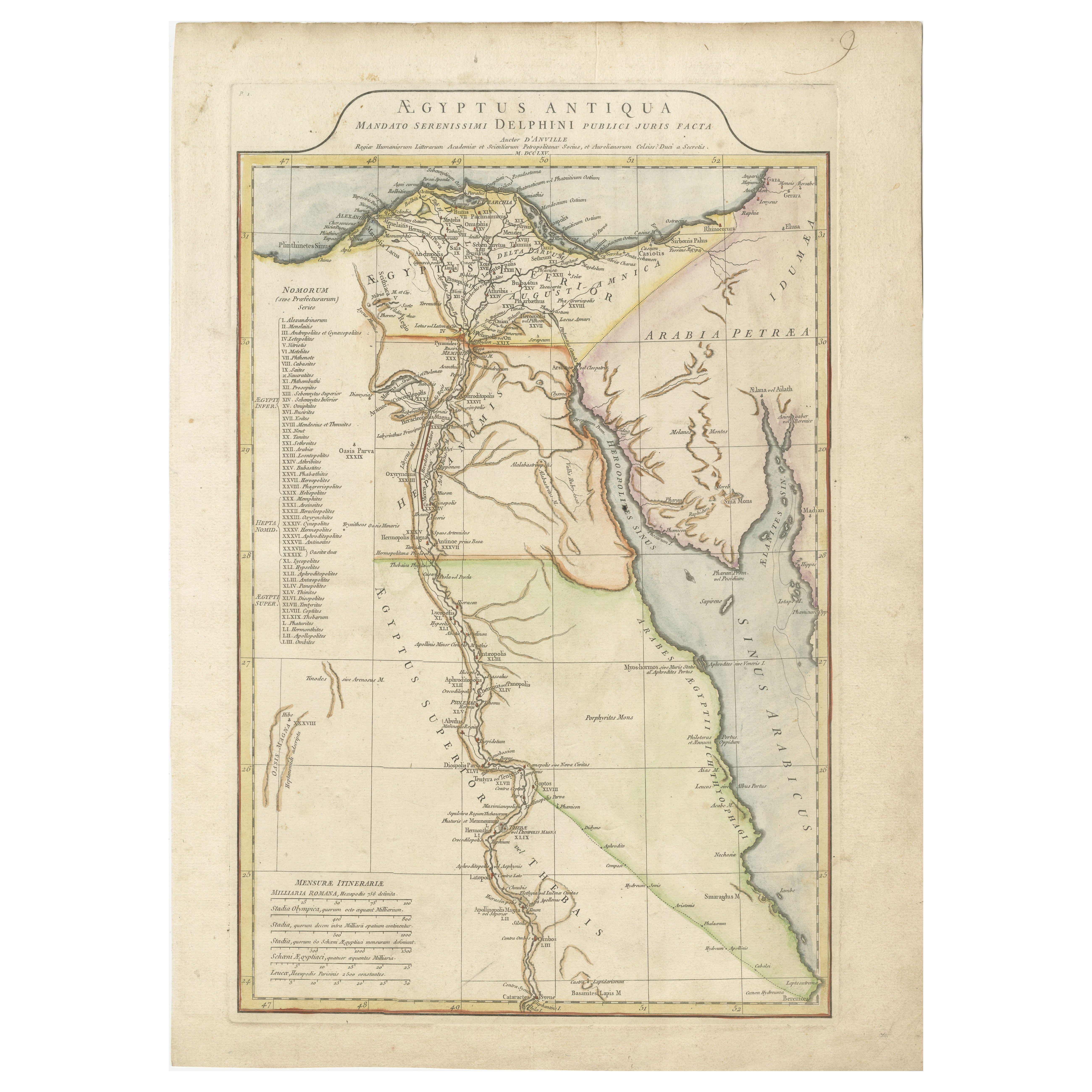 Ancient Egypt Map – Ægyptus Antiqua by D’Anville, Paris circa 1765 For Sale