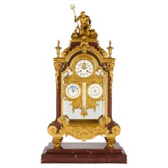 Very Large Ormolu Marble Regulator Calendar Mantle Clock Barbedienne