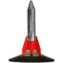 Japanese Mid-Century Modern Chrome & Plastic Rocket, Wheel & Flint Table Lighter 10