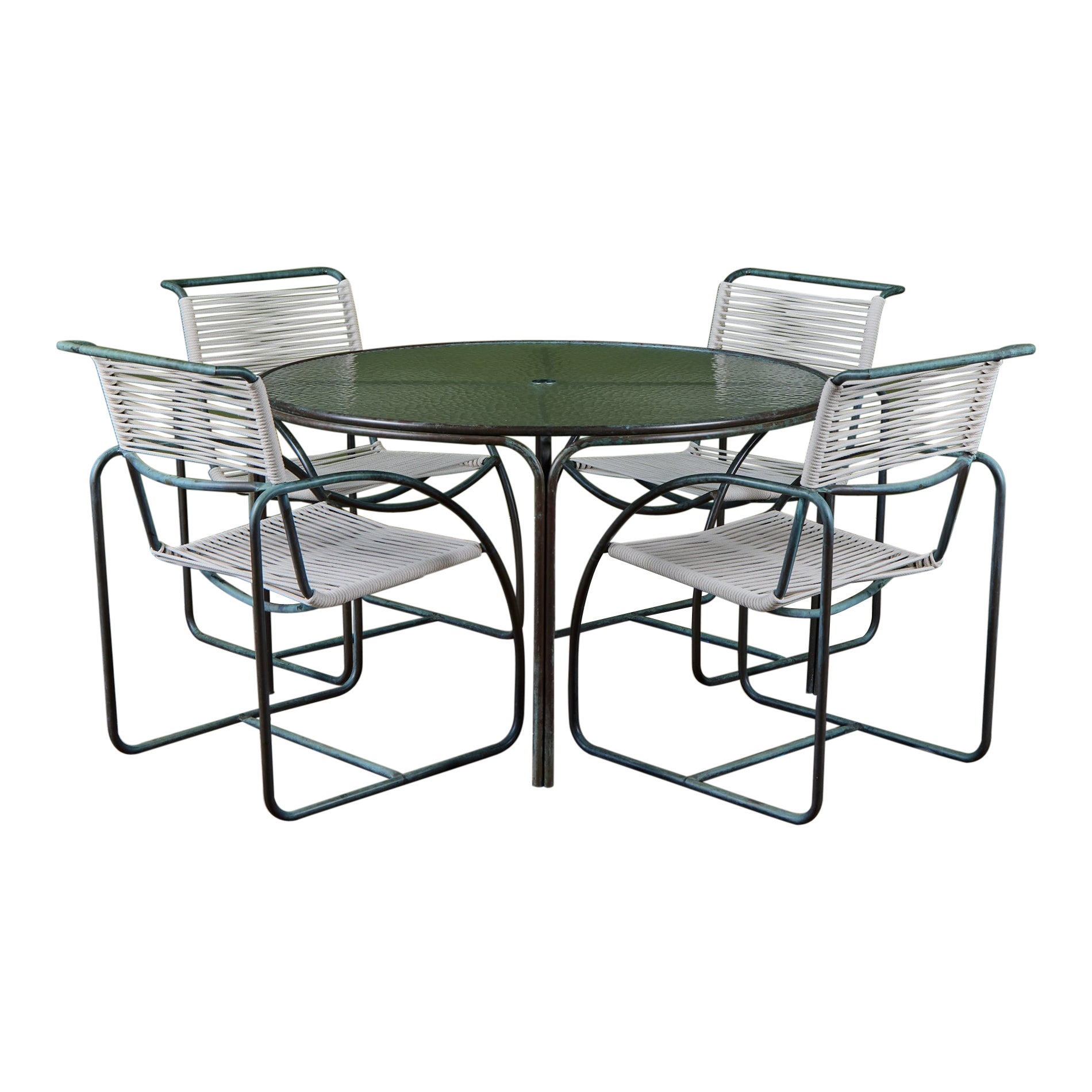 Kipp Stewart Bronze Patio Dining Set with Umbrella Hole for Terra