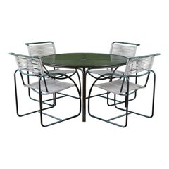 Kipp Stewart Bronze Patio Dining Set with Umbrella Hole for Terra