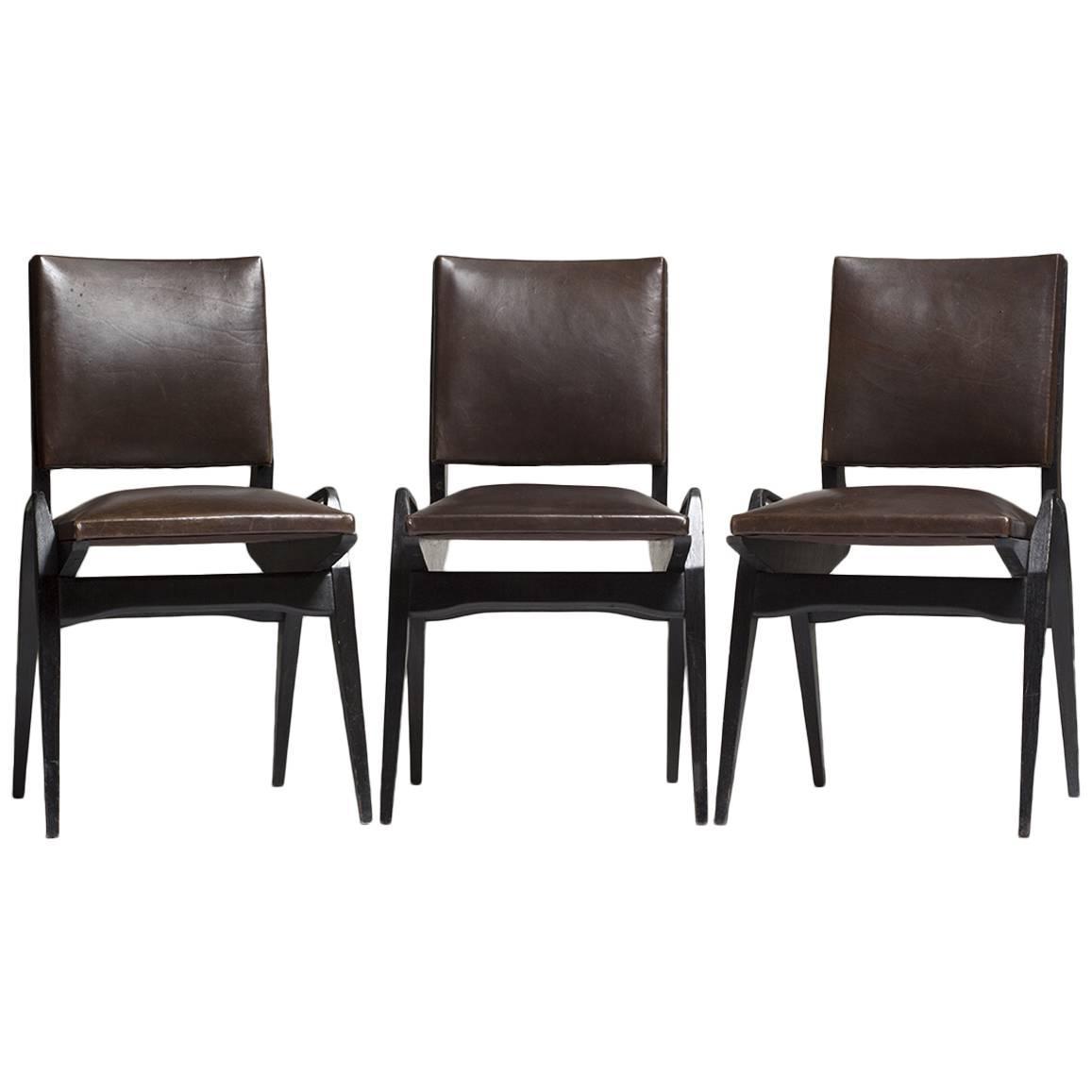 Modernist Mid Century Maurice Pre Brown Leather Dining ...