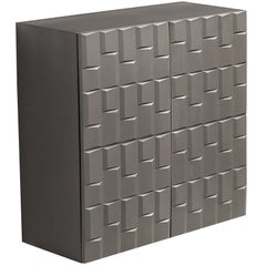 Brutalist Wall-Mounted Cabinet with Graphical Surface