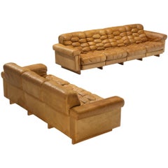 Robert Haussmann para De Sede Sofás "DS-P" en piel marrón camel y roble