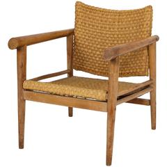 Straw Wicker Woven Rush Chair Mid Century Attr. Jean Michel Frank, 1930 France 10