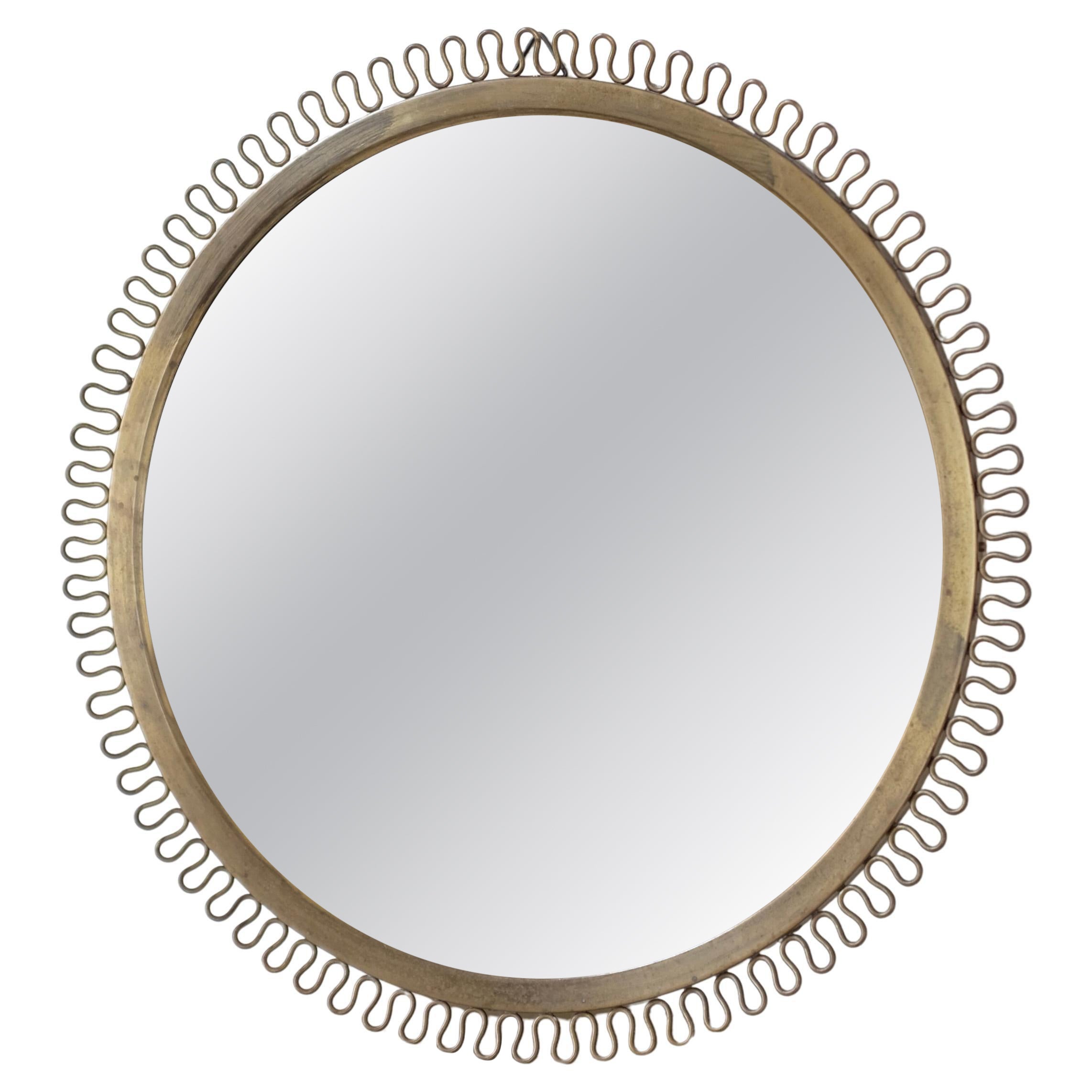 Swedish Modern 1950's Brass mirror For Sale