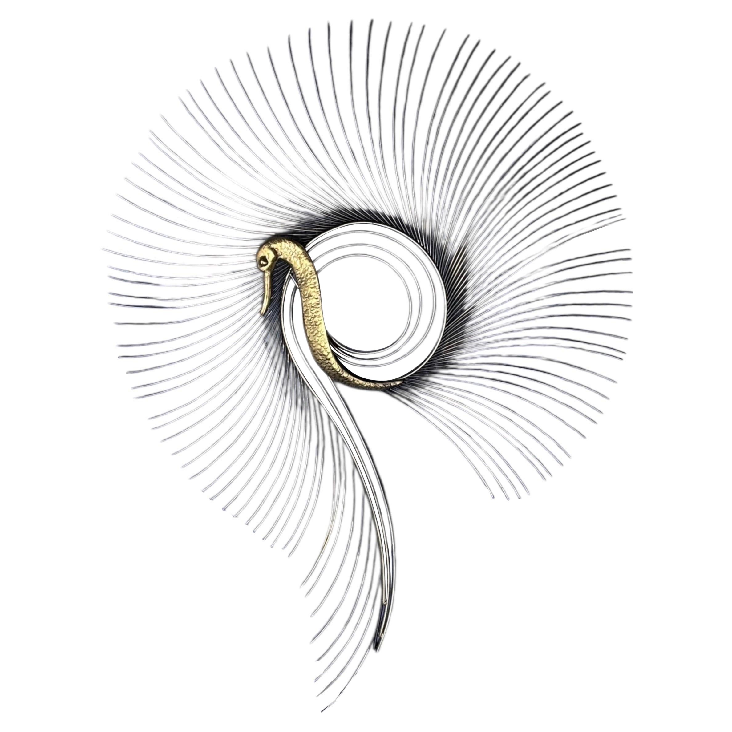 Signed Curtis Jere Brass Swan Wall Sculpture, 1987 For Sale