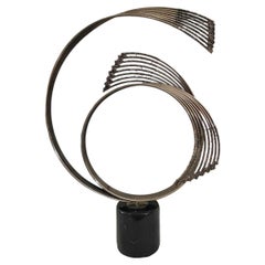 Signed Curtis Jere Brass and Marble Abstract Sculpture, 1984