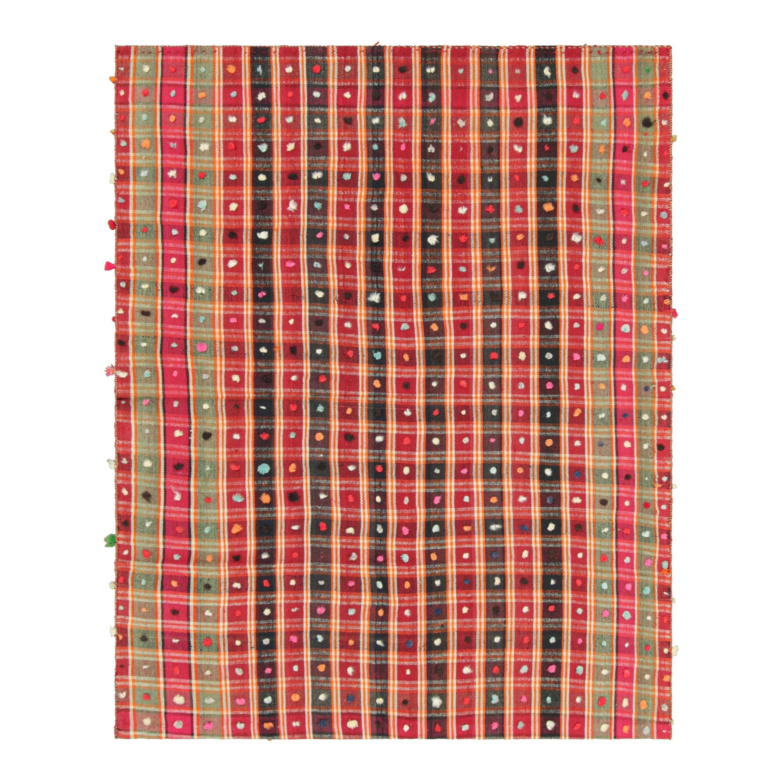 Vintage Jajim Qashqai Persian Kilim with Colorful Dots and Stripes - Rug & Kilim