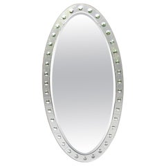 A Jonathan Adler Venetian Style Optic Convex Etched and Beveled Oval Mirror