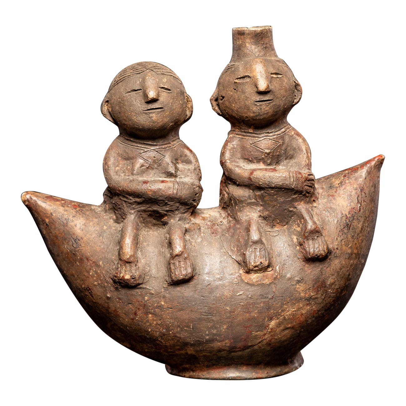 Ethnic Design-Crescent shaped terracotta pot, Solongo People, DRC