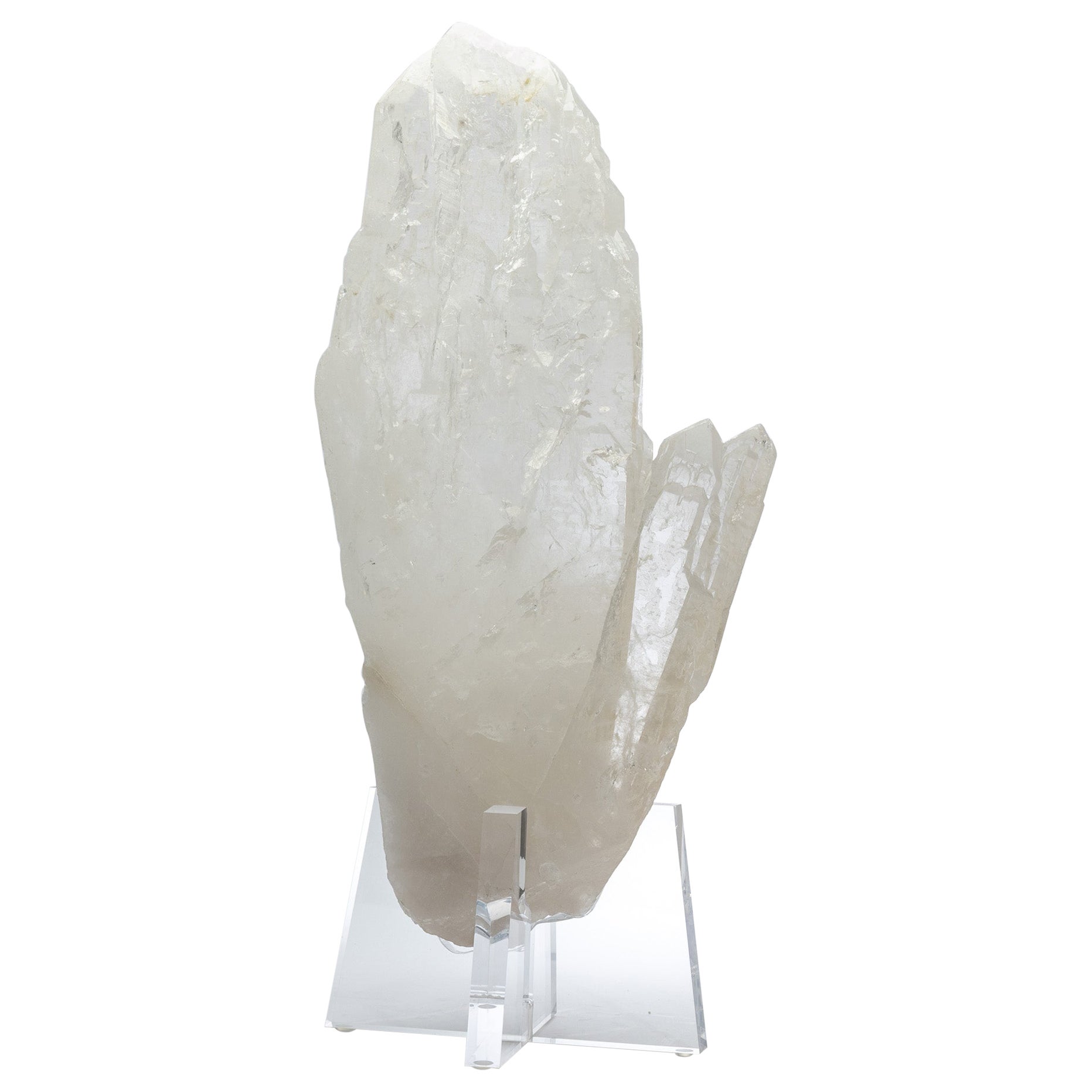 Large Natural Brazilian Quartz Point Mounted on Custom Acrylic Base