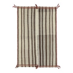 Vintage Jajim Qashqai Persian Kilim Black and Off-White Stripe - Rug & Kilim